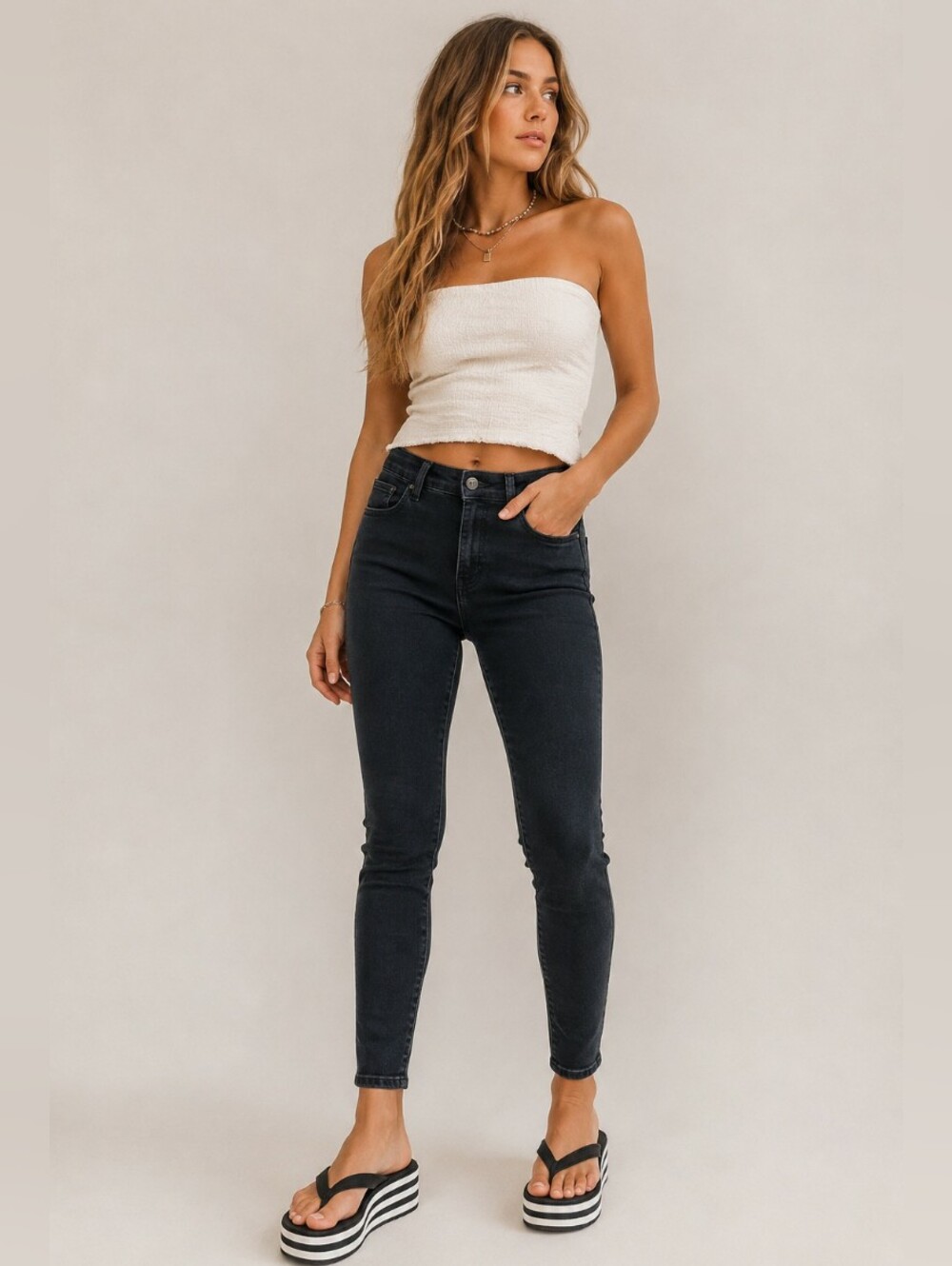 Buffalo We Are Denim Black High Rise Skinny Jeans Comfy Stretch Size 31